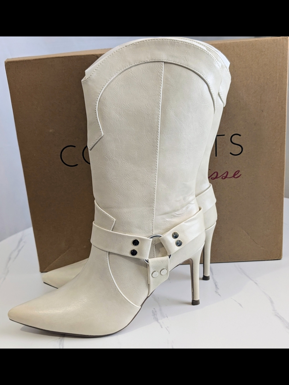 Matisse Avaline Ivory Western Harness Boots Heeled Cowboy Booties NIB 8